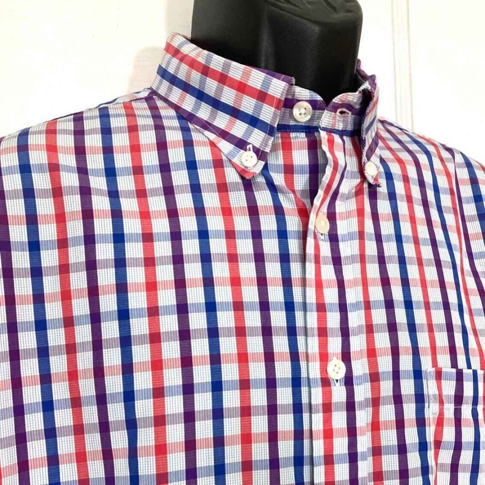 Thomas Pink Multicolor XL Button-Down Shirt – Red, White, Blue & Purple Plaid